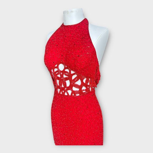 Vintage Sean Collection Beaded Silk Cutout Formal Dress Women's XS - Picture 4 of 16